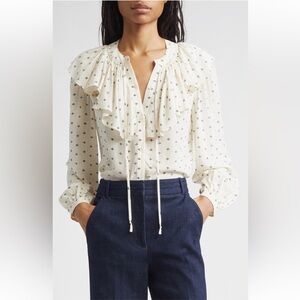 NWT Veronica Beard Gomez Ruffle
Print Shirt